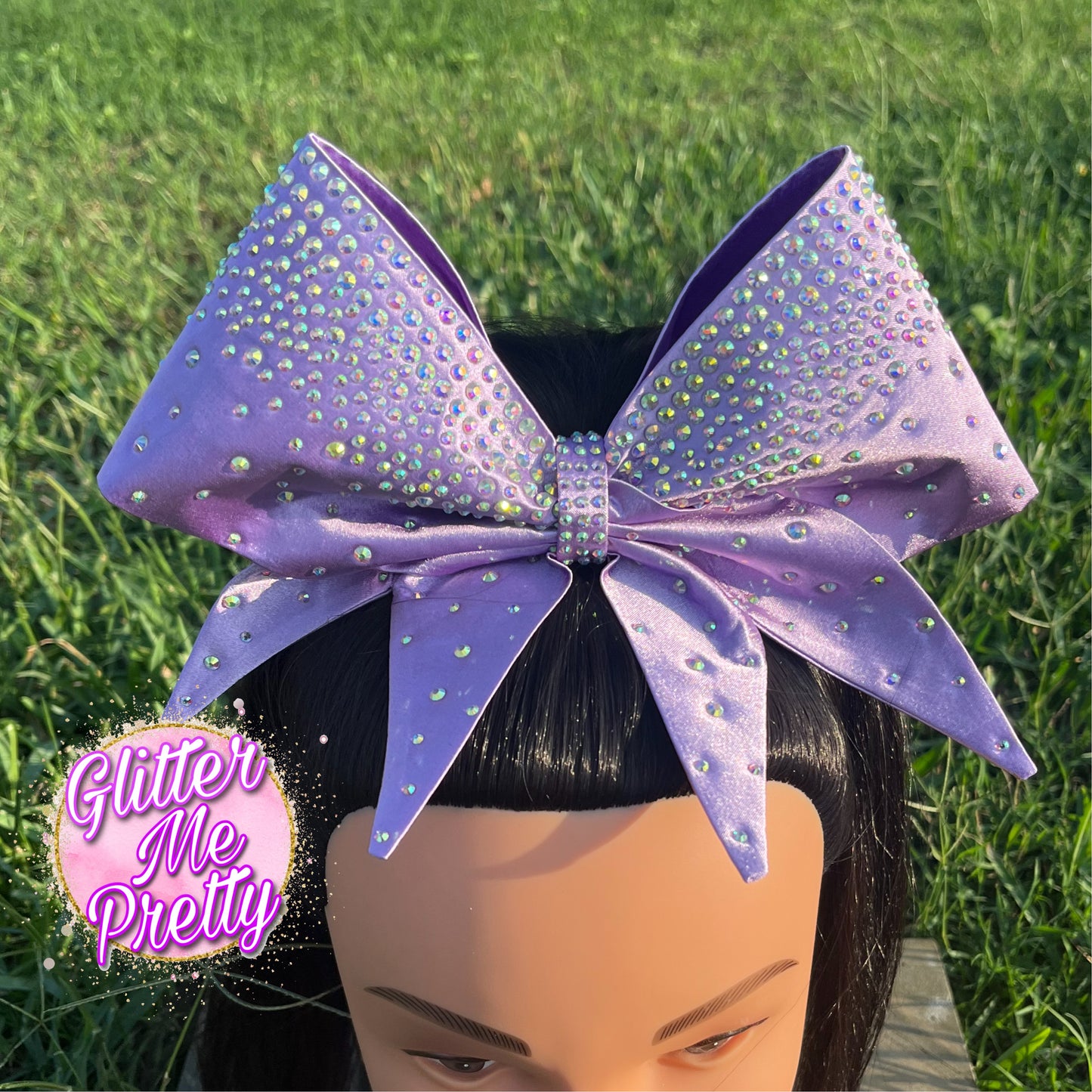 Cheer Bow Lavender Satin Team Cheer Bow