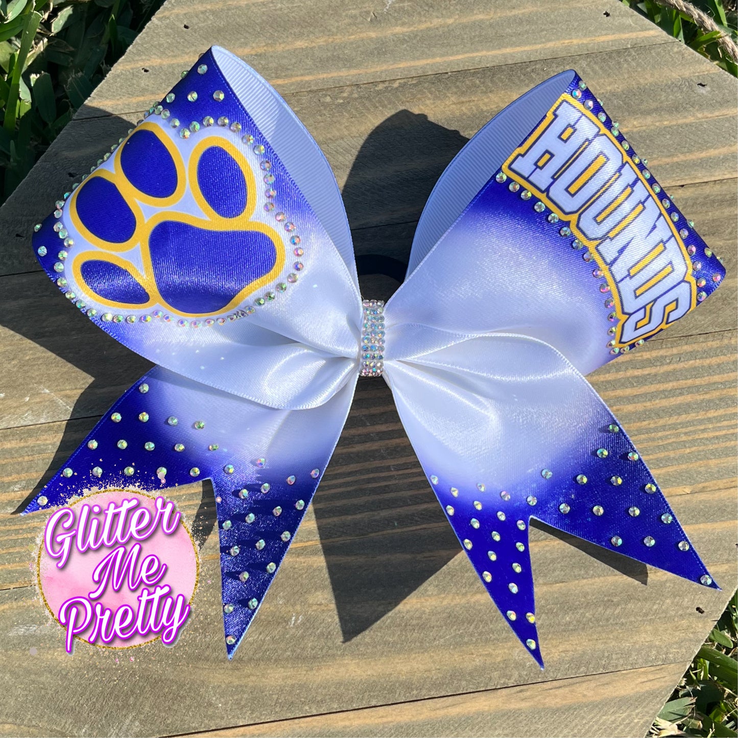 Custom Team Satin Cheer Bow with Rhinestones