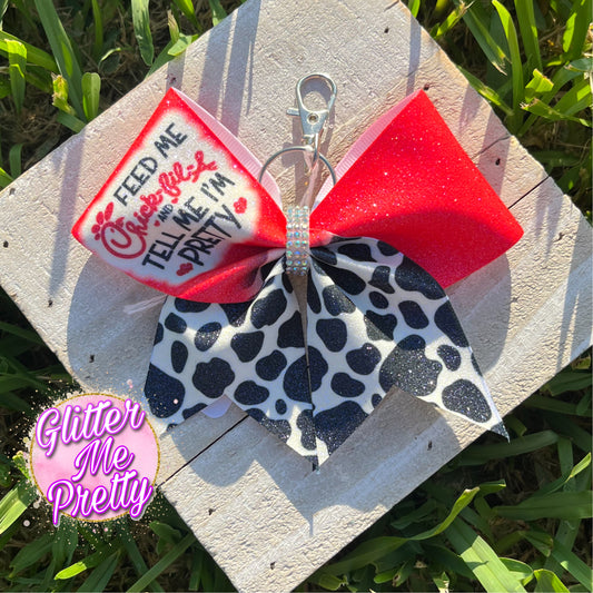 Cheer Bow Keychain Chick fil A