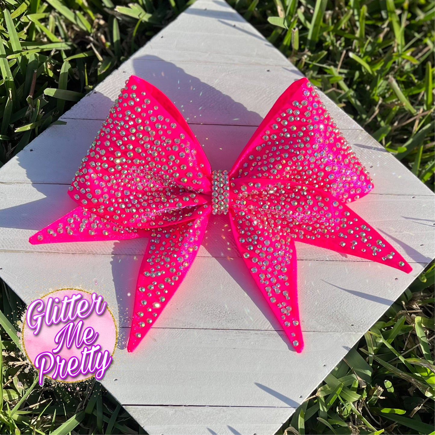 Hot Pink Satin Bling Cheer Bow