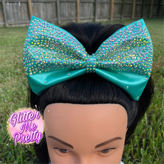 Satin Rhinestone Tailless Cheer Bow