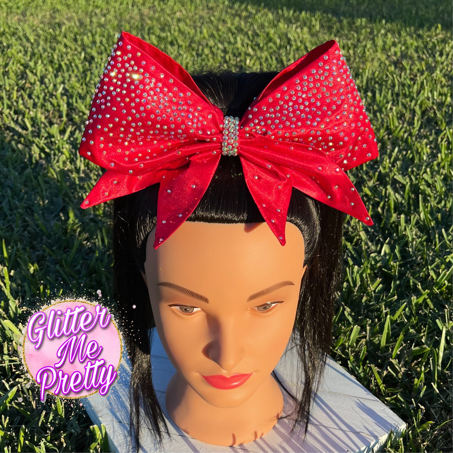 Sassy Red Satin Cheer Bow