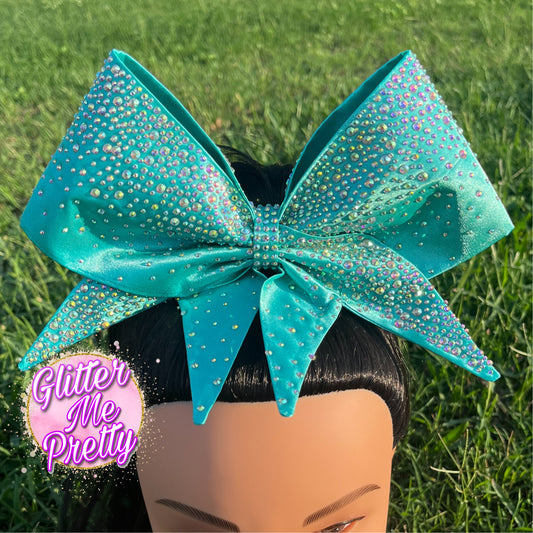 Sea Teal Satin Cheer Bow