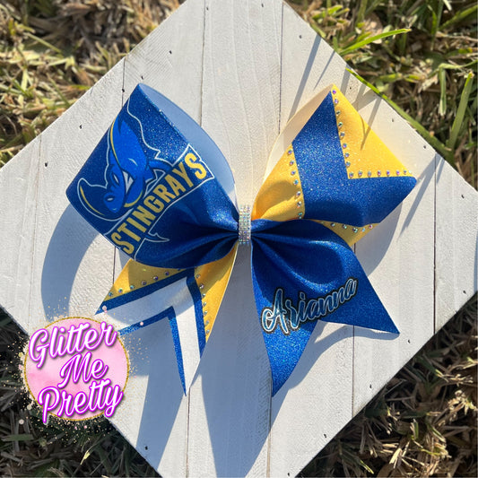 Custom Team Satin Cheer Bow with Rhinestones