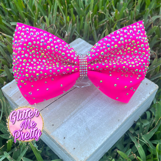 Hot Pink Rhinestone Team Tailless Cheer Bow