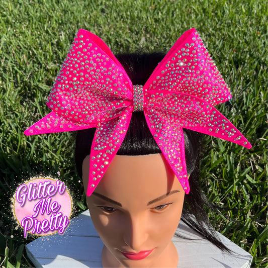 Hot Pink Satin Bling Cheer Bow