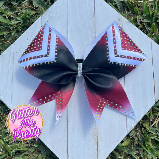 Custom Satin Team Colors Rhinestone Cheer Bow