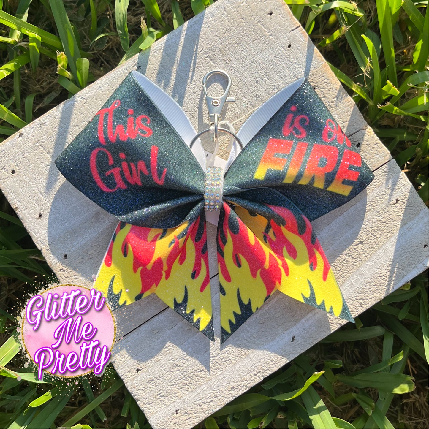 Cheer Bow Keychain This Girl is On Fire