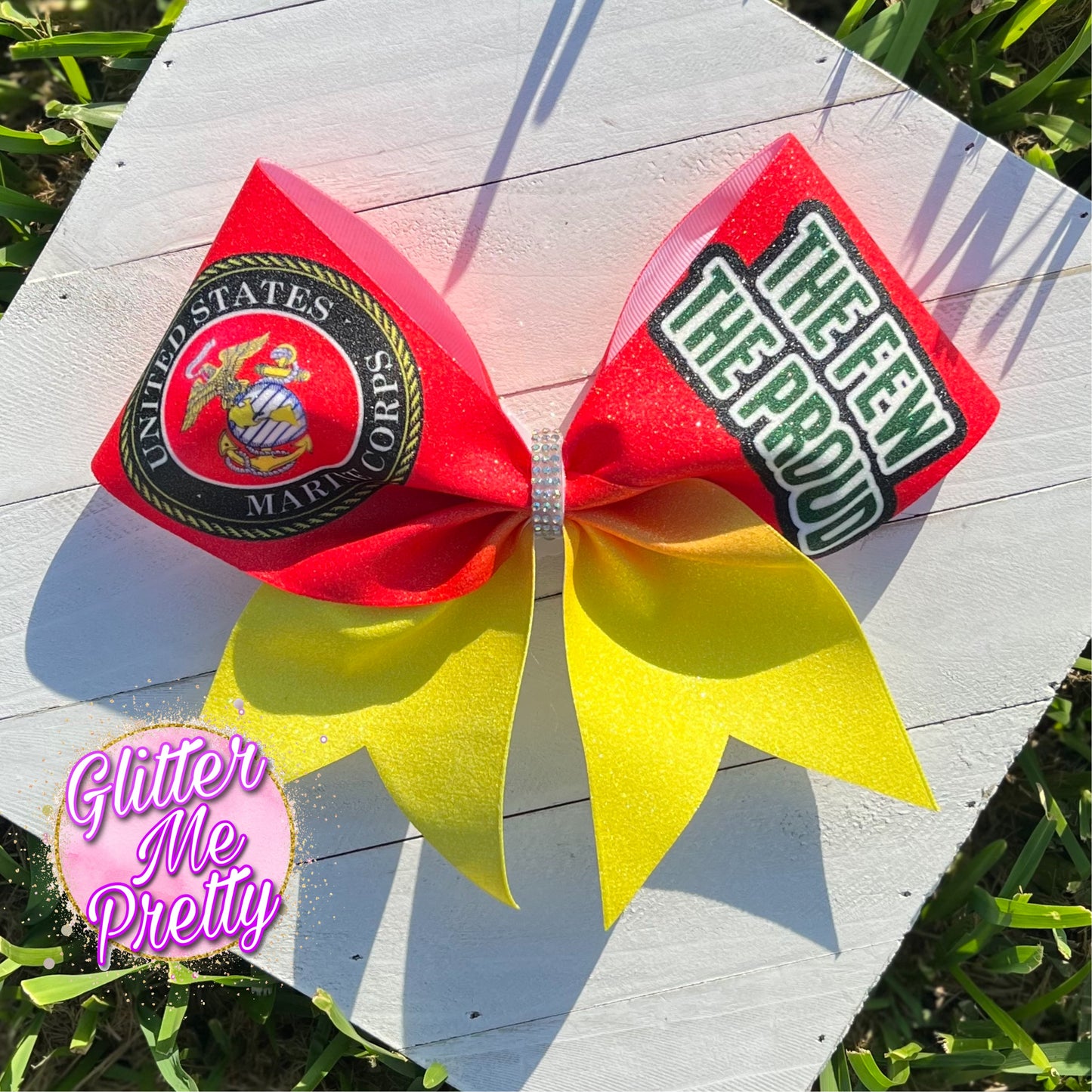 USMC Glitter Cheer Bow