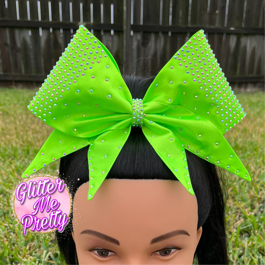 Electric Lime Satin Cheer Bow