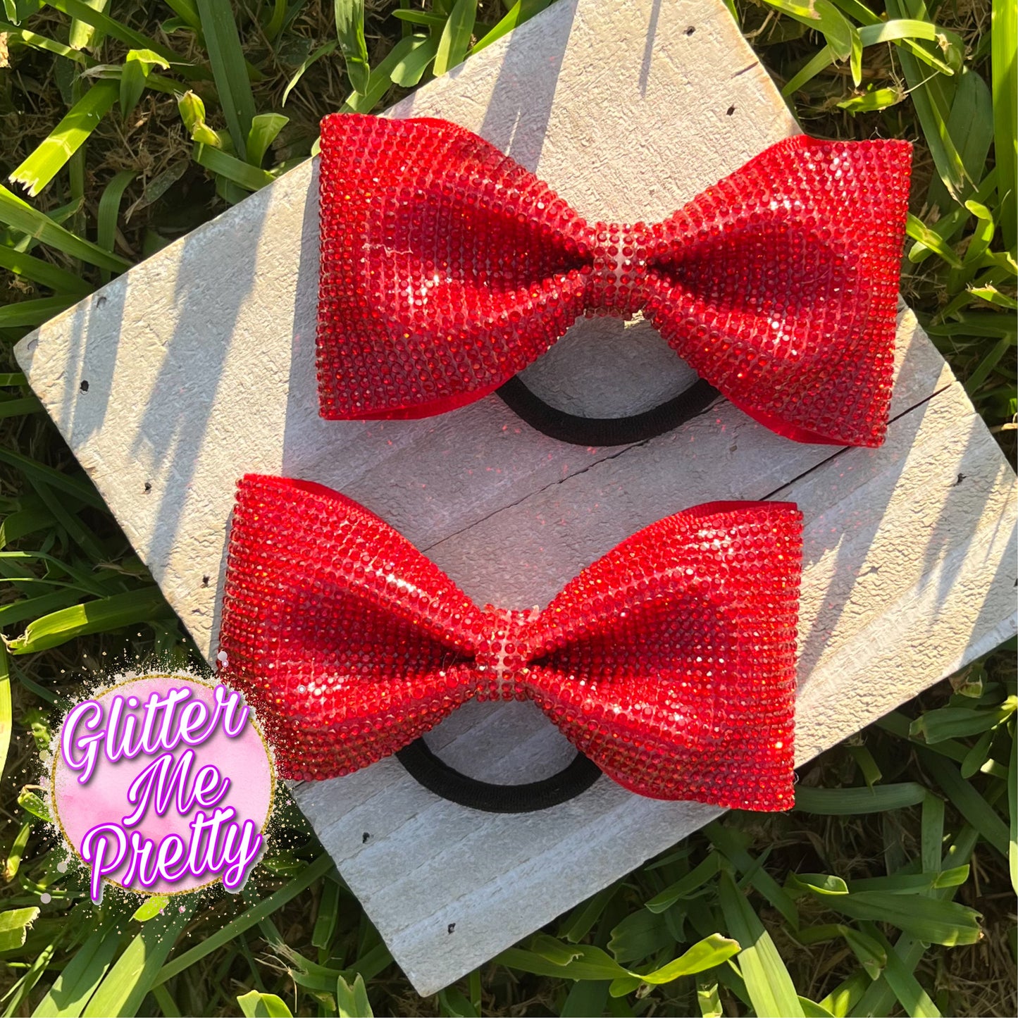 Red Mini Diamond Cheer Bows