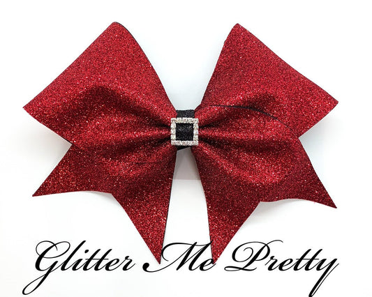 Red Glitter Santa Cheer Bow