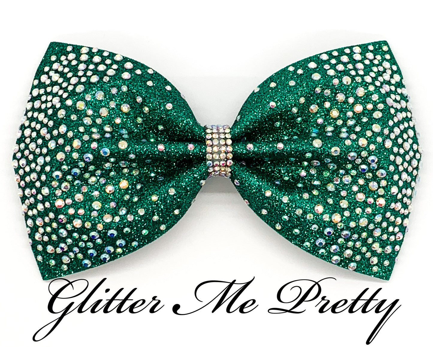 Teal Glitter Rhinestone Tailless Cheer Bow