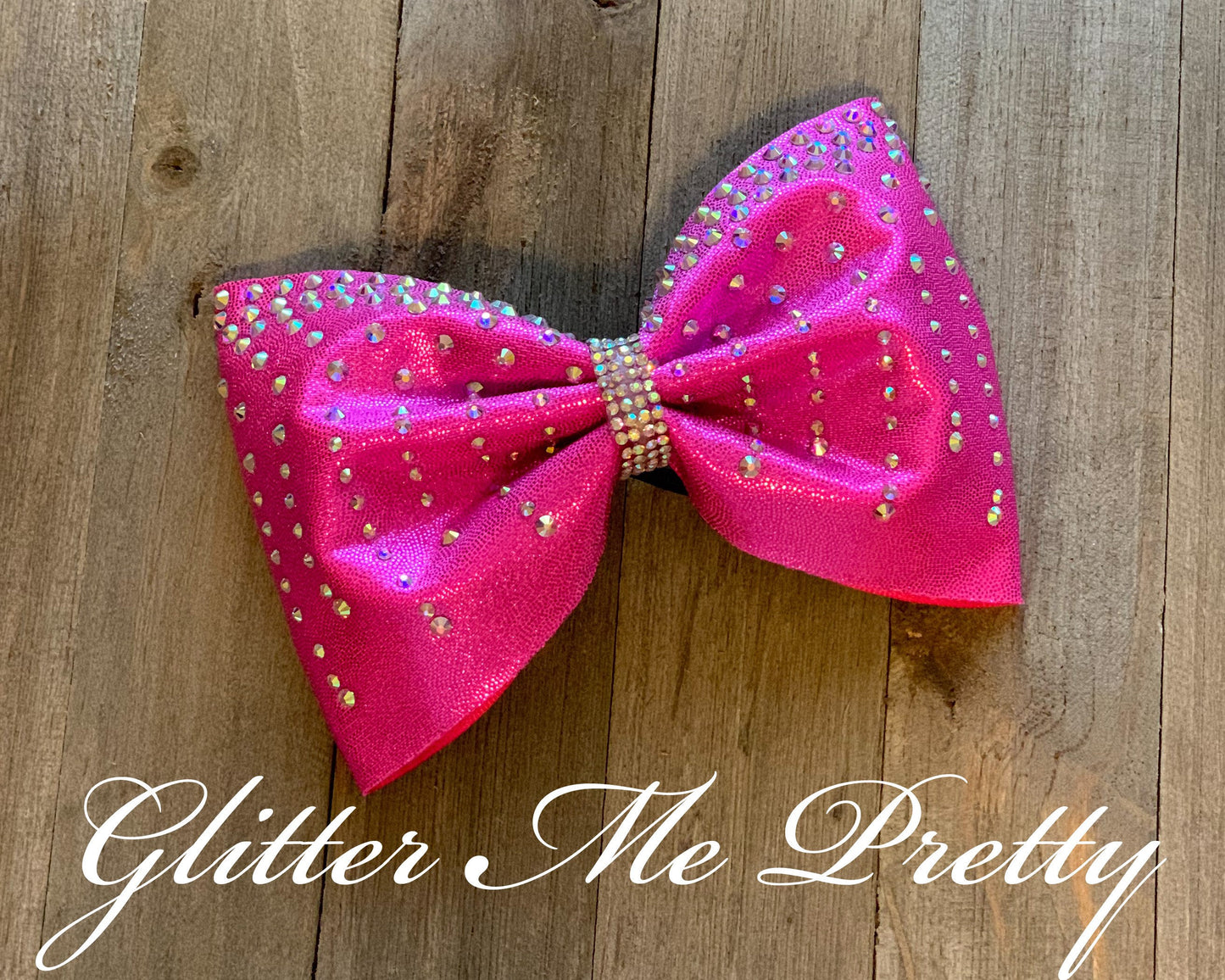 Pink Rhinestone Tailless Cheer Bow