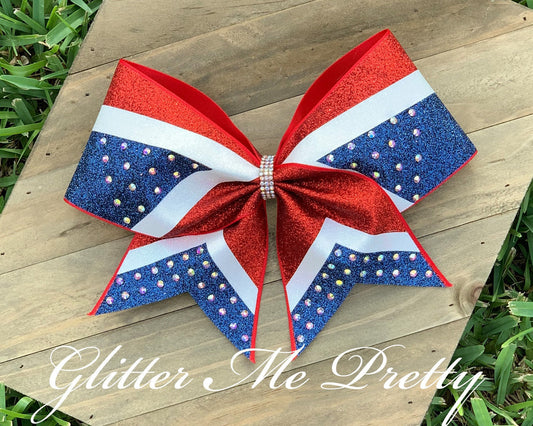 Custom Team Glitter Rhinestone Cheer Bow