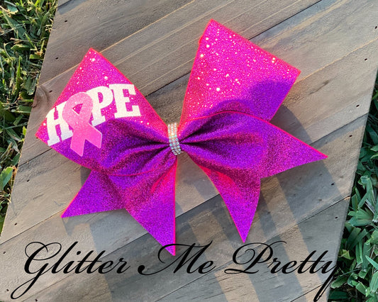 Cheer Bow Pink Glitter Hope Team Bow