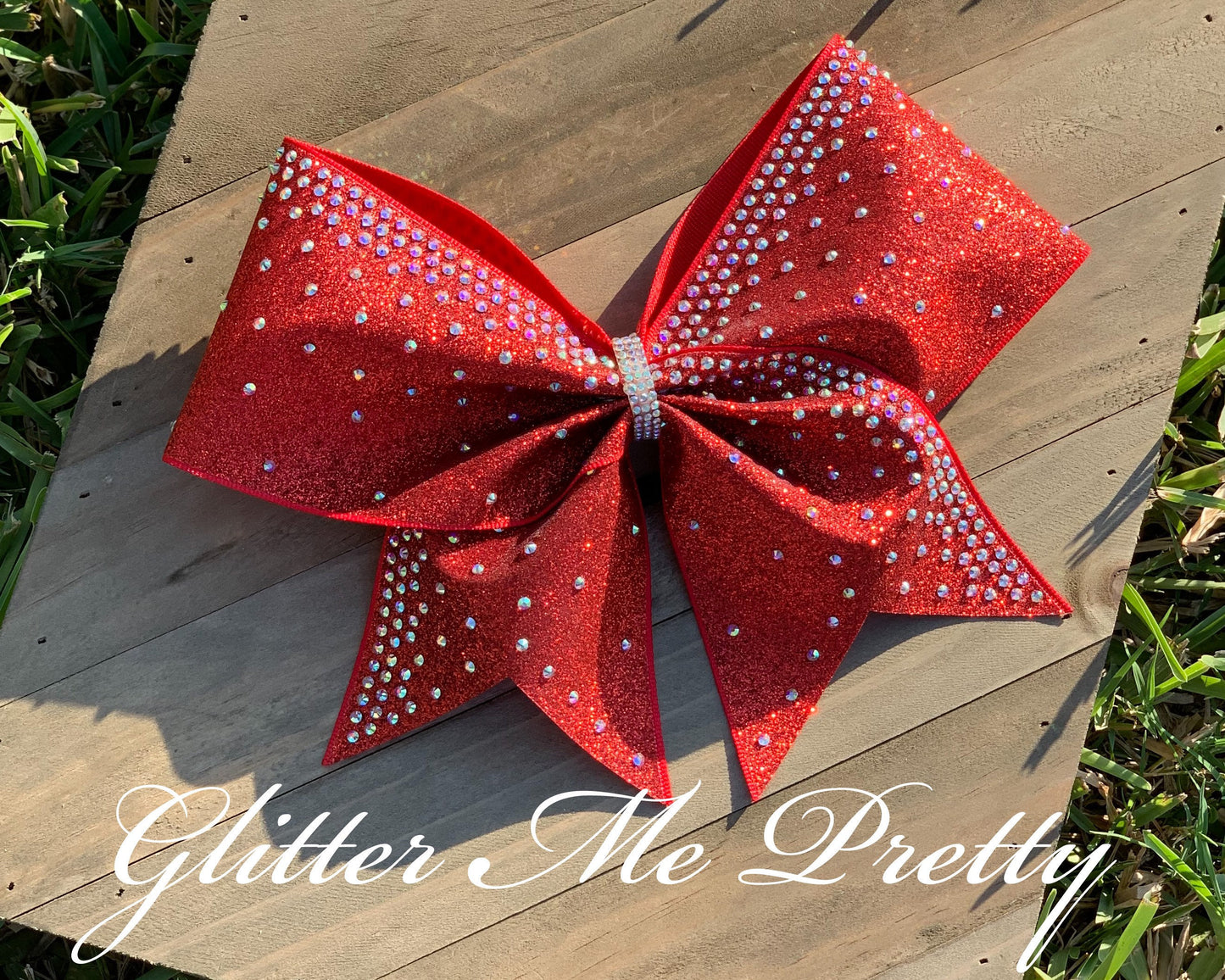 Custom Glitter Cheer Bow with Rhinestones