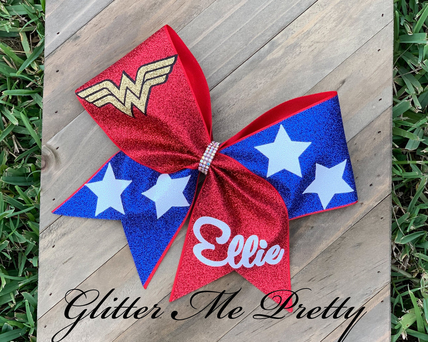 Wonder Woman Glitter Cheer Bow