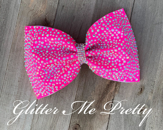 Hot Pink Rhinestone Team Tailless Cheer Bow