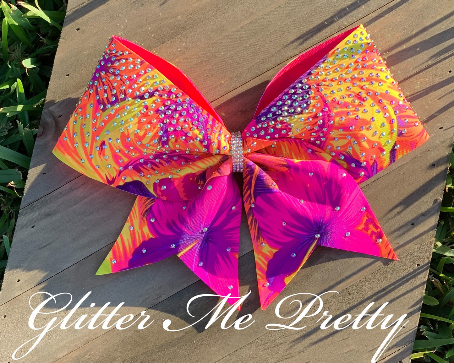 Sunset Tropical Rhinestone Team Cheer Bow