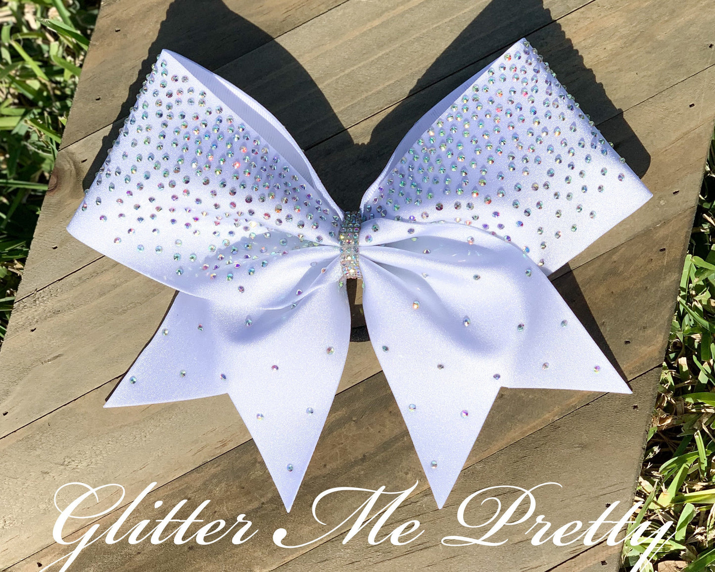 White Rhinestone Cheer Bow