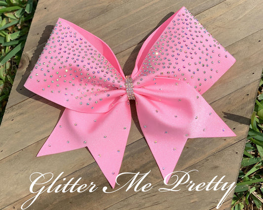 Cheer Bow Team Pink Rhinestone Bow