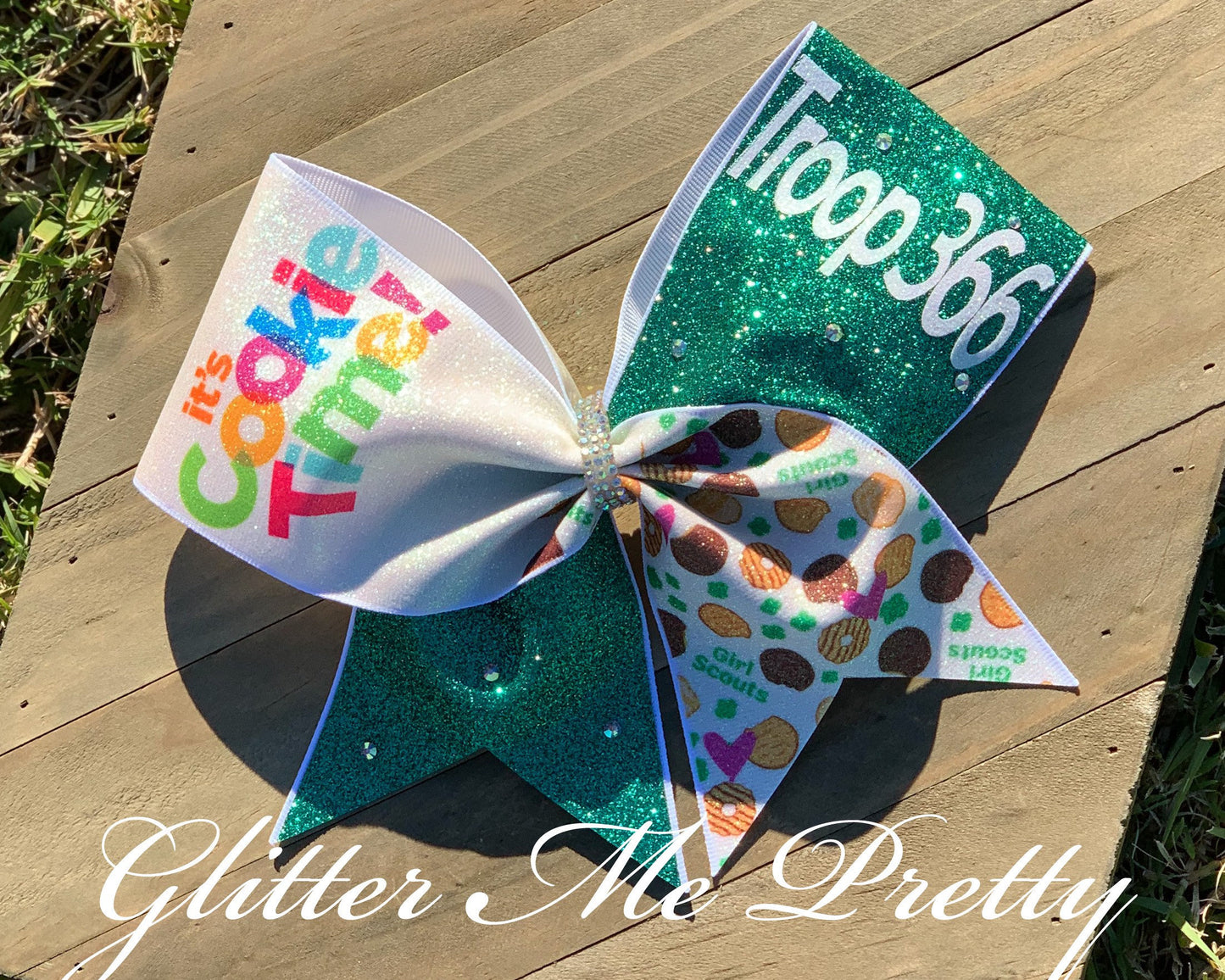 Cookie Time Girl Scout Big Glitter Bow