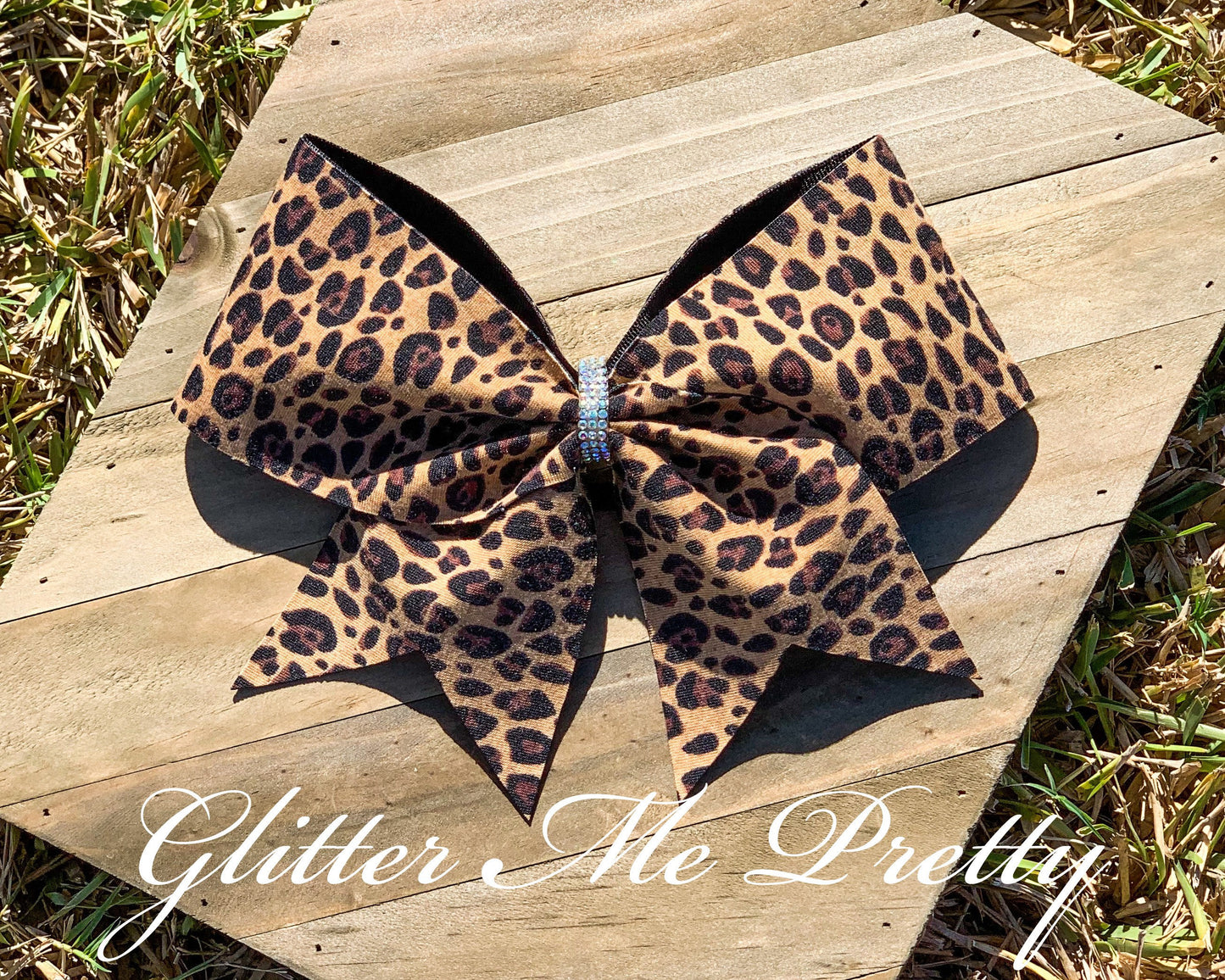 Cheer Bow Leopard Rhinestones Bow