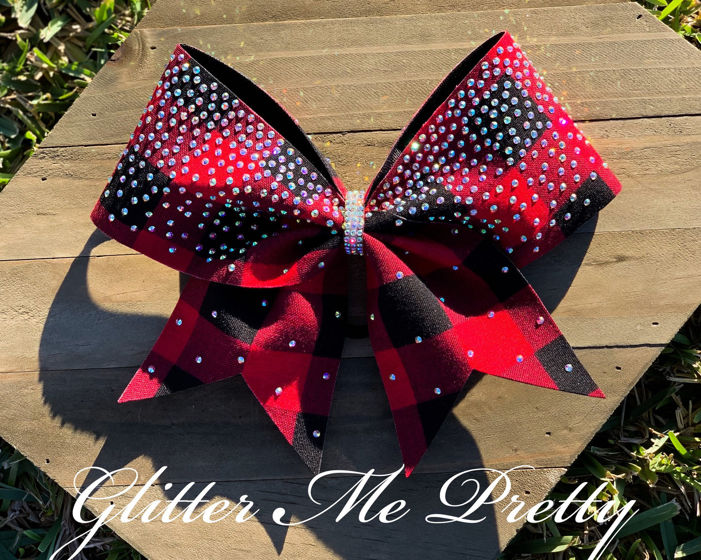 Buffalo Plaid Rhinestone Cheer Bow