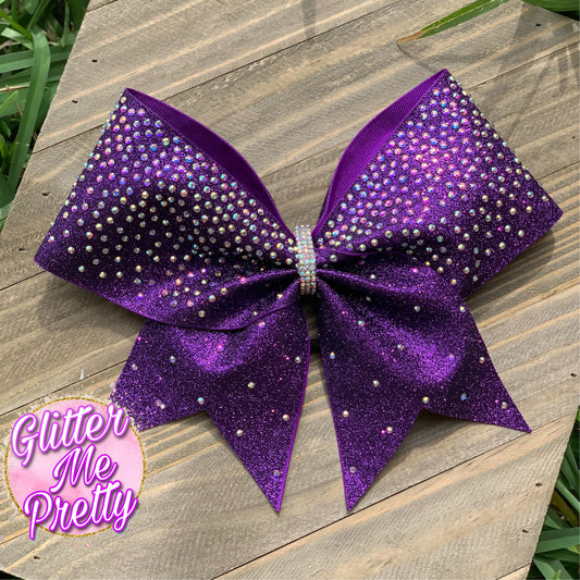 Purple Glitter Rhinestone Team Cheer Bow