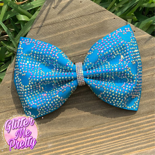 Turquoise Rhinestone Mickey Tailless Cheer Bow