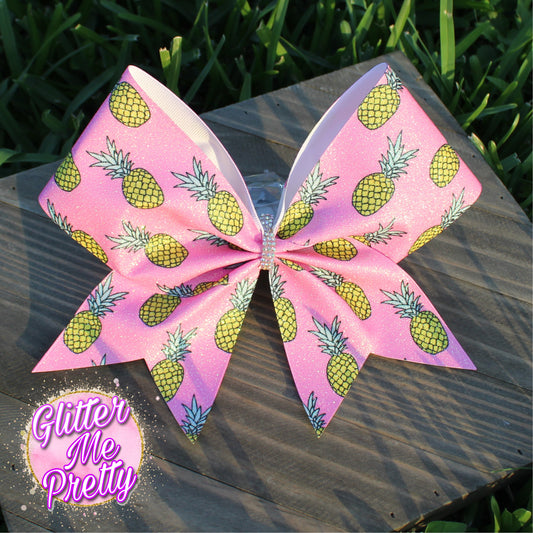 Cheer Bow Pineapple Glitter Bow