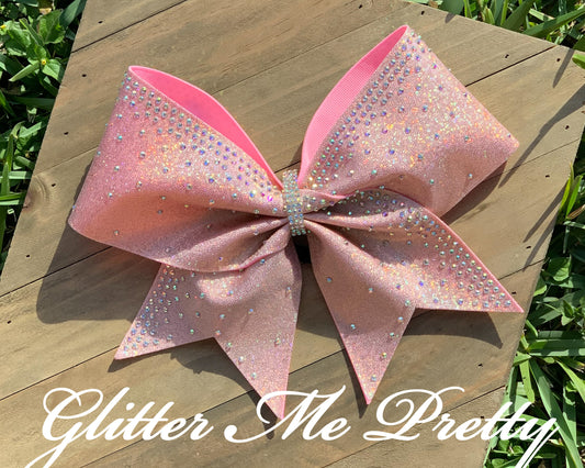 Custom Rose Gold Cheer Bow with Rhinestones