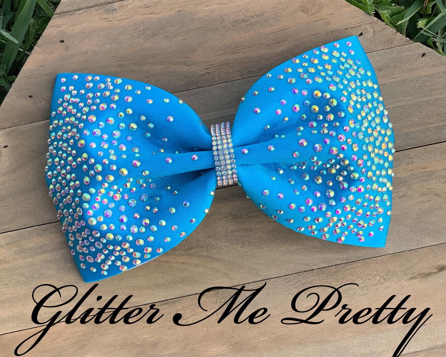 Turquoise Rhinestone Tailless Bow