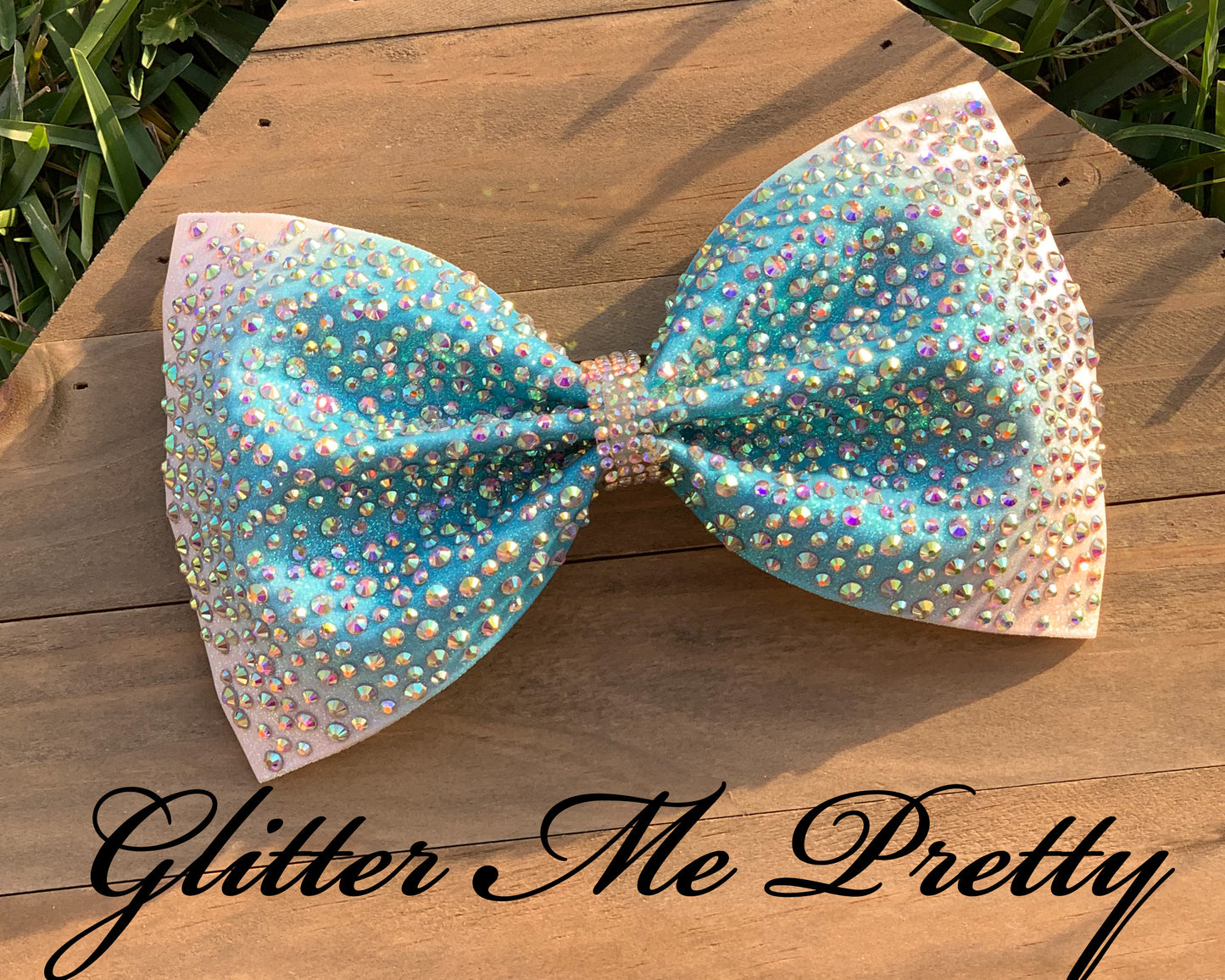 Ombre Glitter Rhinestone Tailless Cheer Bow