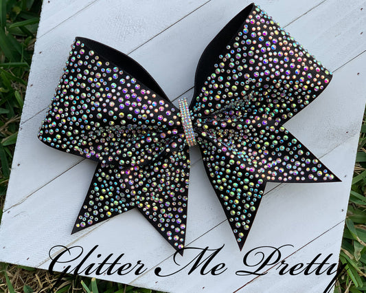 Black Full Bling Cheer Bow